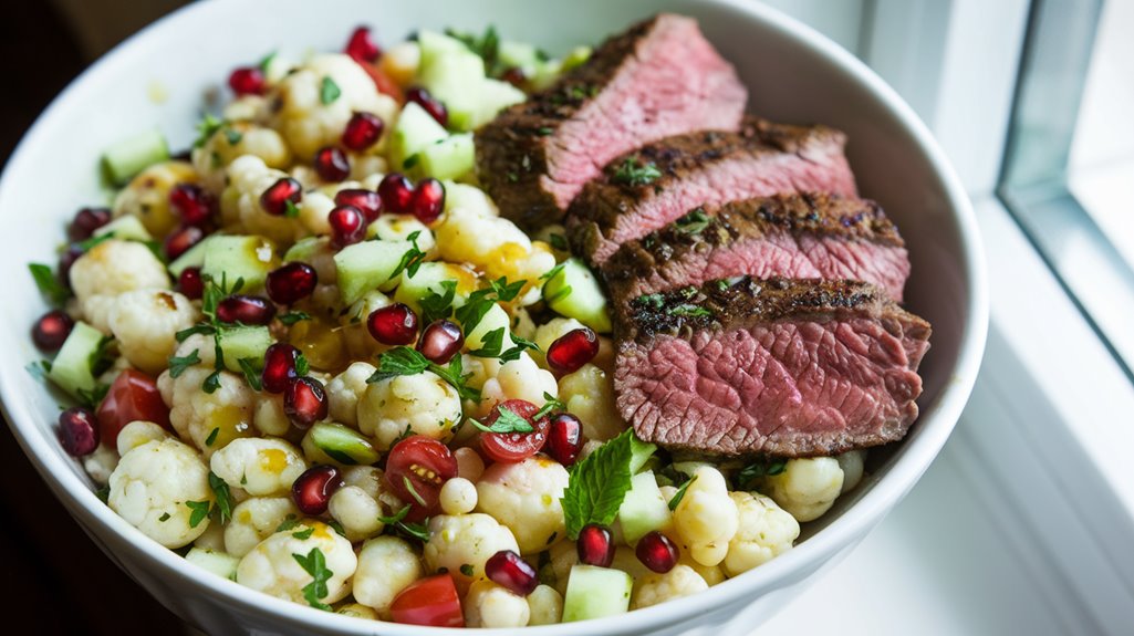 cauliflower tabbouleh with steak