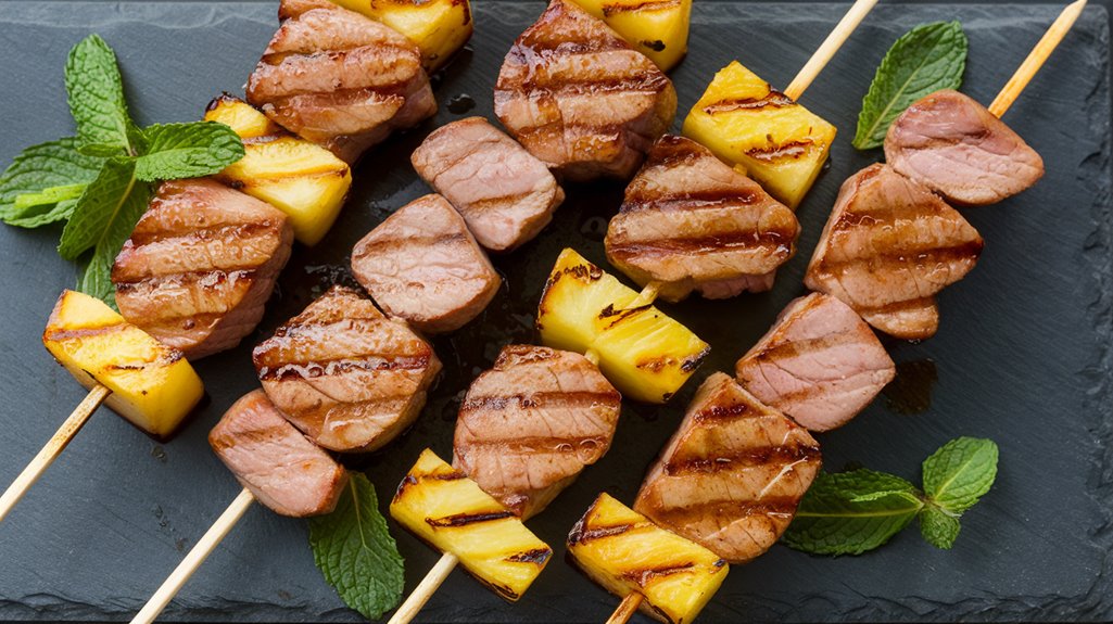 grilled pork pineapple skewers